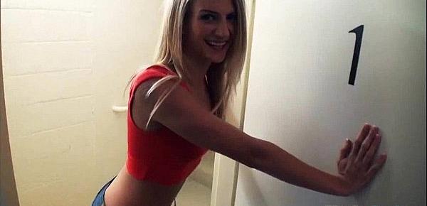 Skinny blonde Amanda Tate nailed from behind
