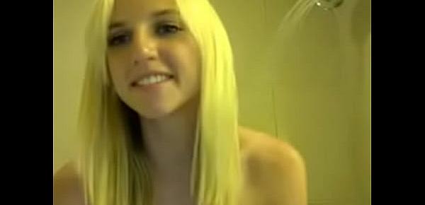 sleazy yellow-haired lady gets warm facial